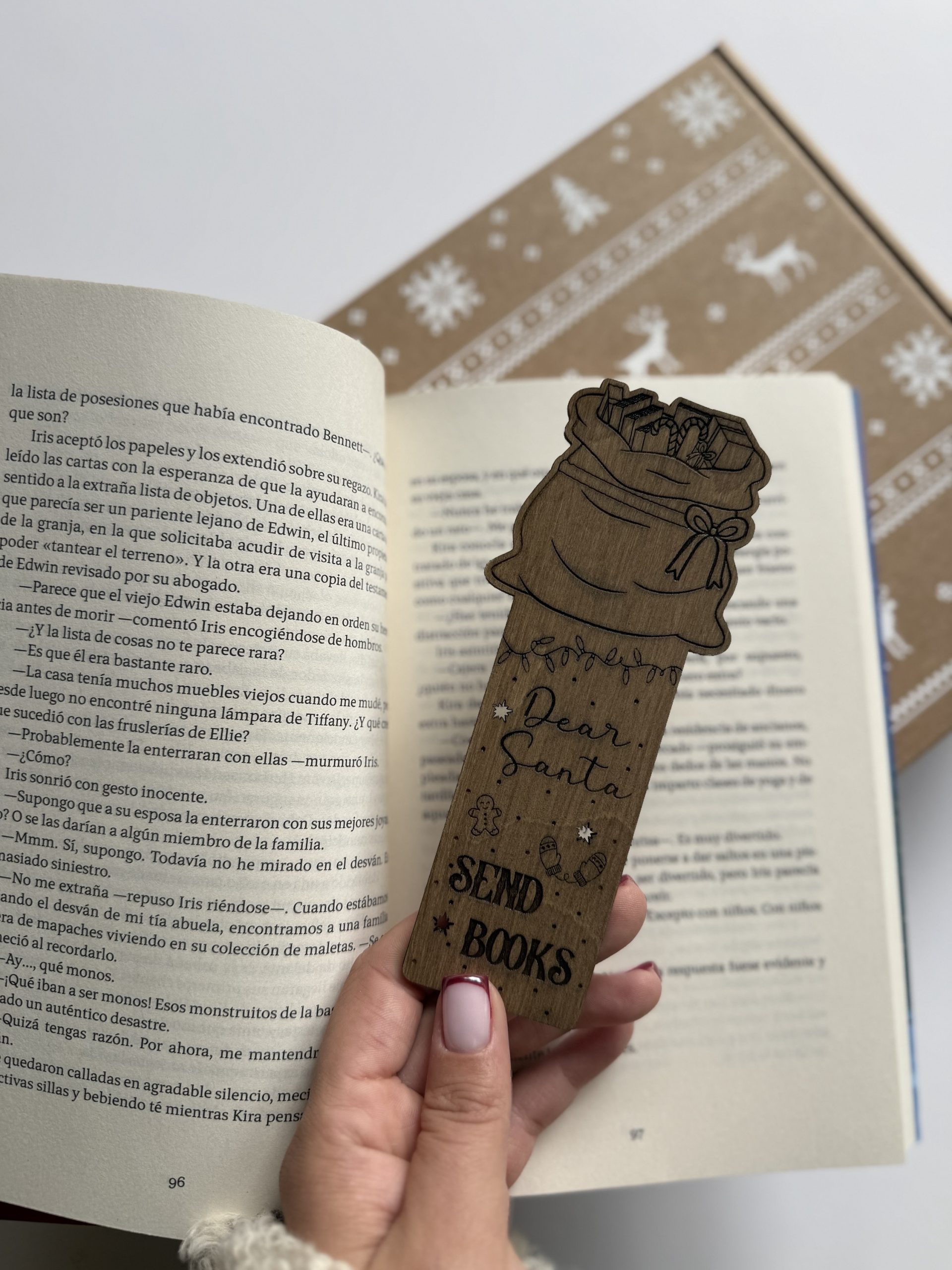 Marcapáginas Madera Navideño